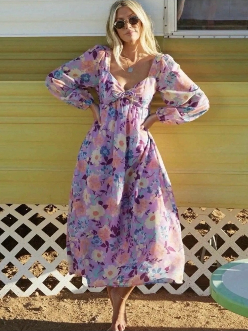 NWOT Billabong x Salty Blonde Paradise Love Peasant Midi Floral Dress